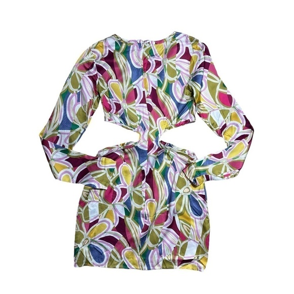 For Love & Lemons Colorful Thora Long Sleeve Mini Dress US XS - Picture 11 of 12
